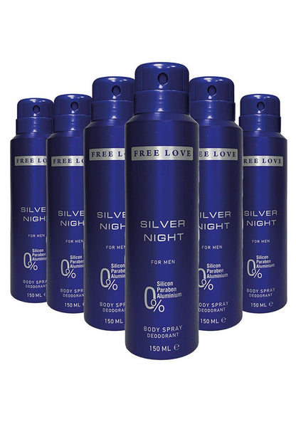 Silver Night Men's Deodorant 150 ml 6 Pieces