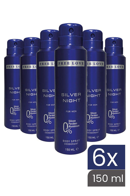 Silver Night Men's Deodorant 150 ml 6 Pieces