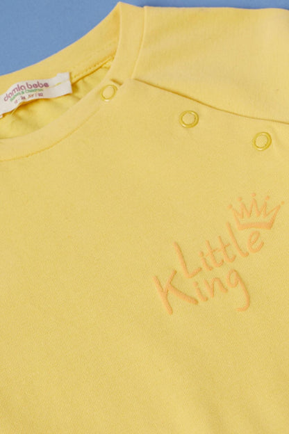 Yellow Little King Print Baby Boy Suit 17314