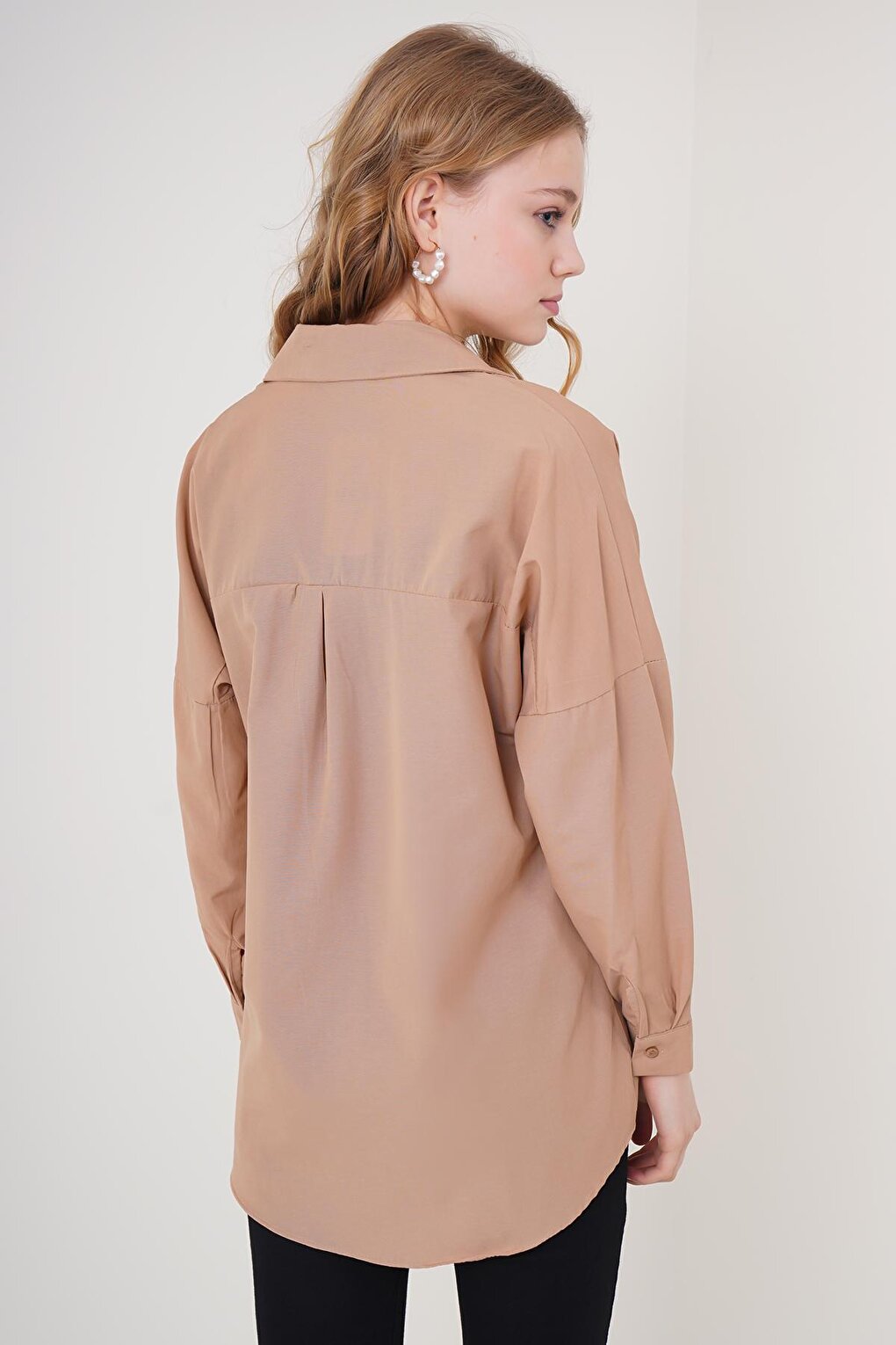 3900 Oversize Long Basic Shirt - Camel