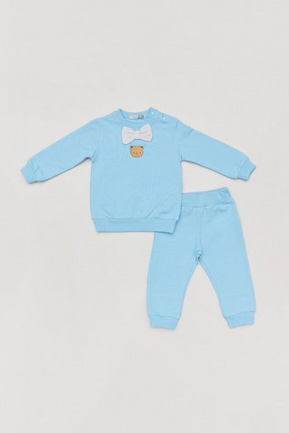 Baby Boy Suit with Printed Bow Tie Detail