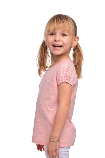 Dark Pink Melange Girl's Short Sleeve Basic T-Shirt