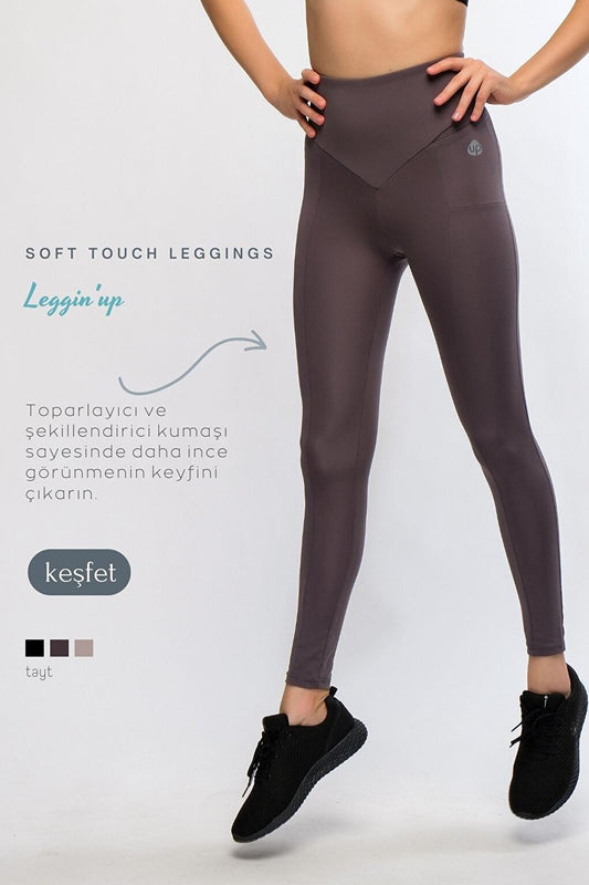 Anthracite Women's High Waist Sports Leggings - Velong