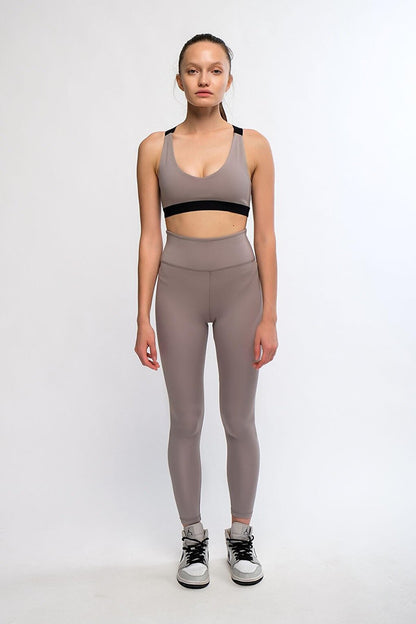 Gray Women's High Waist Soft Touch Sports Tights - Lemina