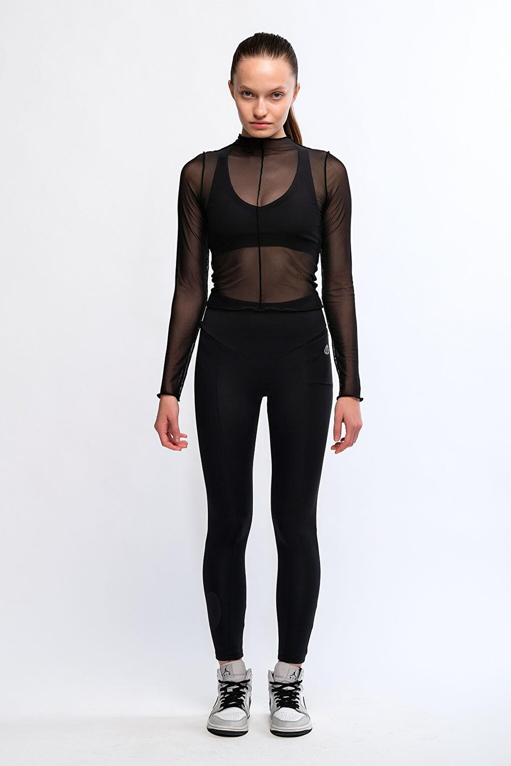 Black Women's High Waist Sports Leggings - Velong