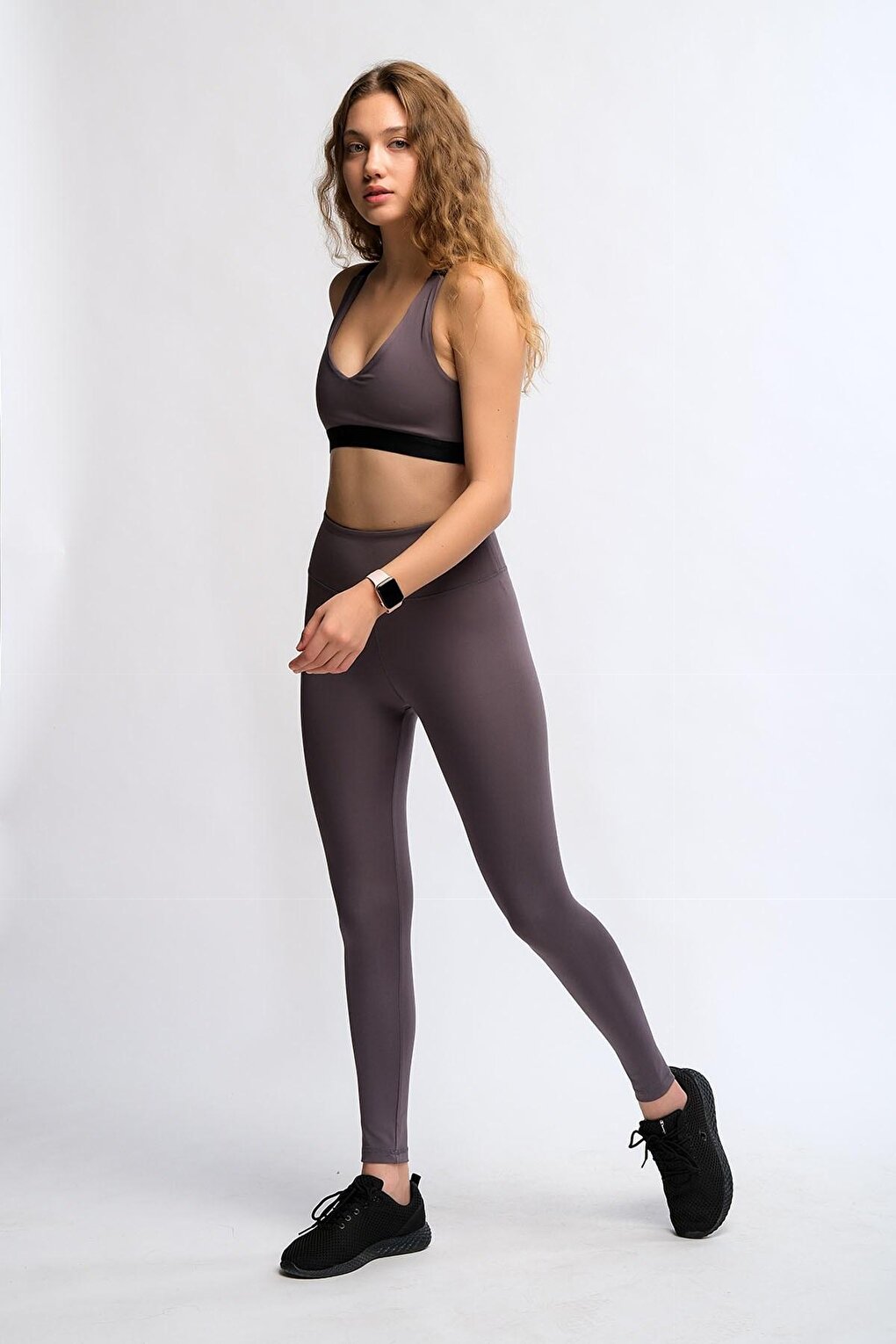 Anthracite Women's High Waist Soft Touch Sports Tights - Lemina