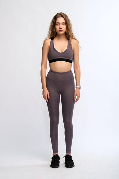 Anthracite Women's High Waist Soft Touch Sports Tights - Lemina