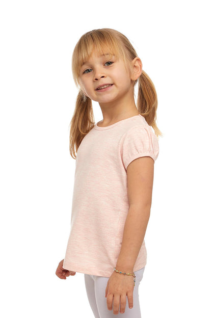 Light Pink Melange Girl's Short Sleeve Basic T-Shirt