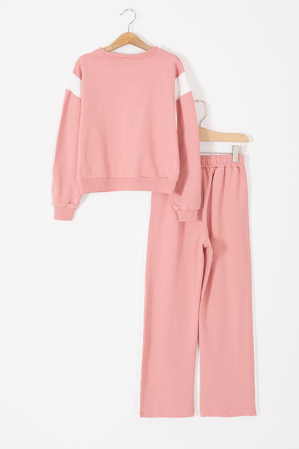 Pink Embossed Written Stripe Girl's Tracksuit 17387