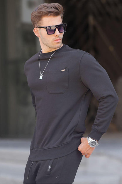 Black Regular Fit Basic Sweatshirt 6136