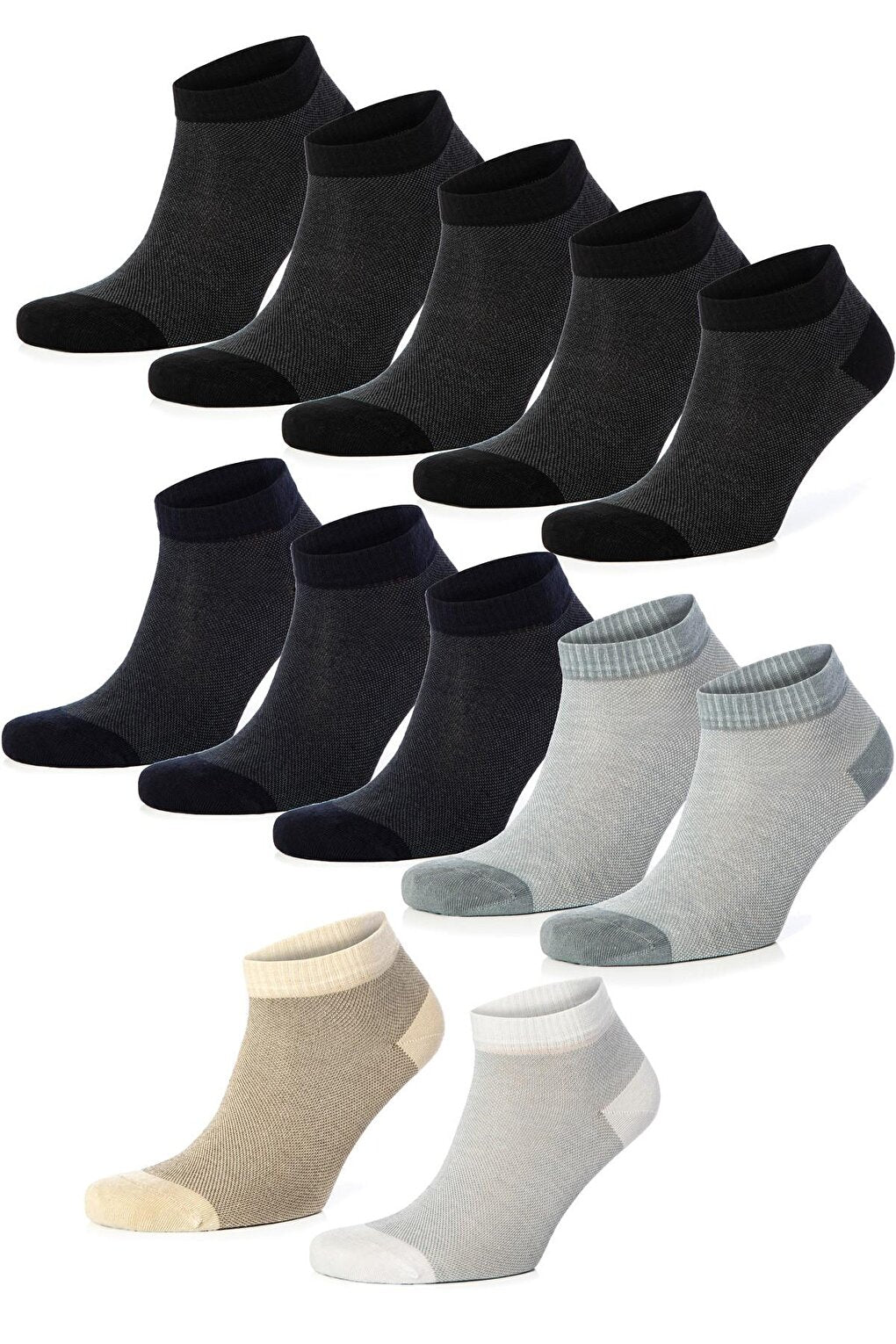 Bamboo Men's Booties Socks Mixed Color 12 pcs 10517