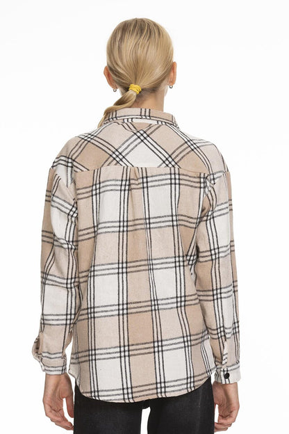 Girl's Pleated Back Plaid Shirt 9-14 Years Lx170