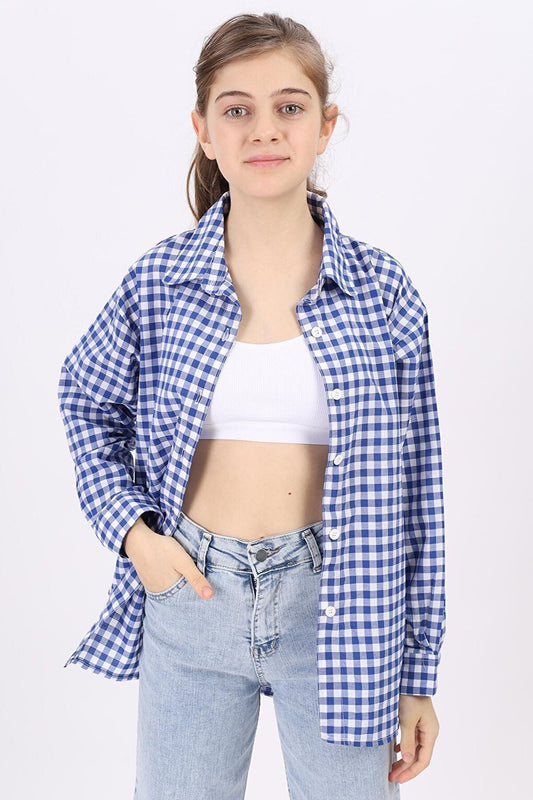 Girl's Plaid Shirt 9-14 Years Lx182-2