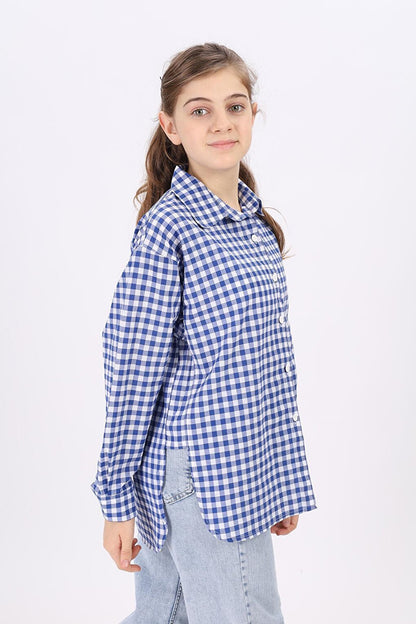 Girl's Plaid Shirt 9-14 Years Lx182-2