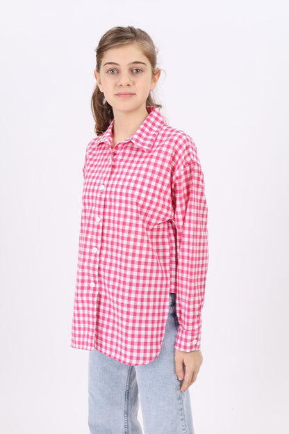 Girl's Plaid Shirt 9-14 Years Lx182-2