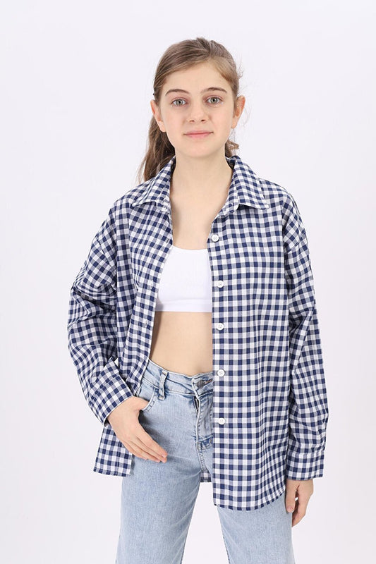 Girl's Plaid Shirt 9-14 Years Lx182-2