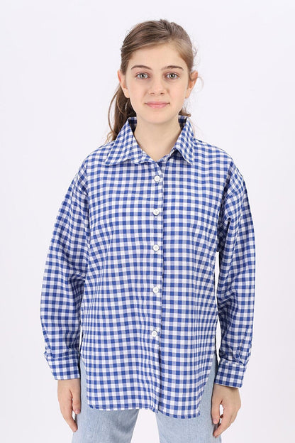 Girl's Plaid Shirt 9-14 Years Lx182-2