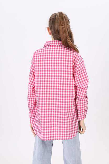 Girl's Plaid Shirt 9-14 Years Lx182-2