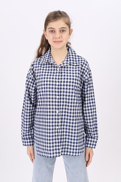 Girl's Plaid Shirt 9-14 Years Lx182-2