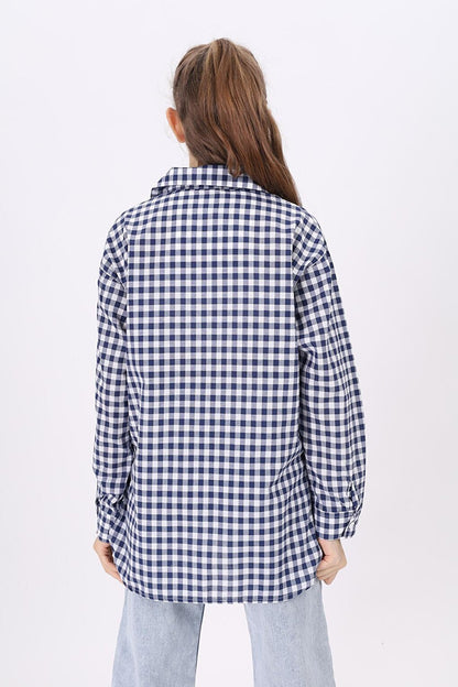 Girl's Plaid Shirt 9-14 Years Lx182-2