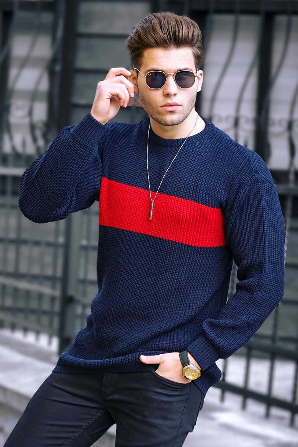 Navy Blue Men's Sweater 4698