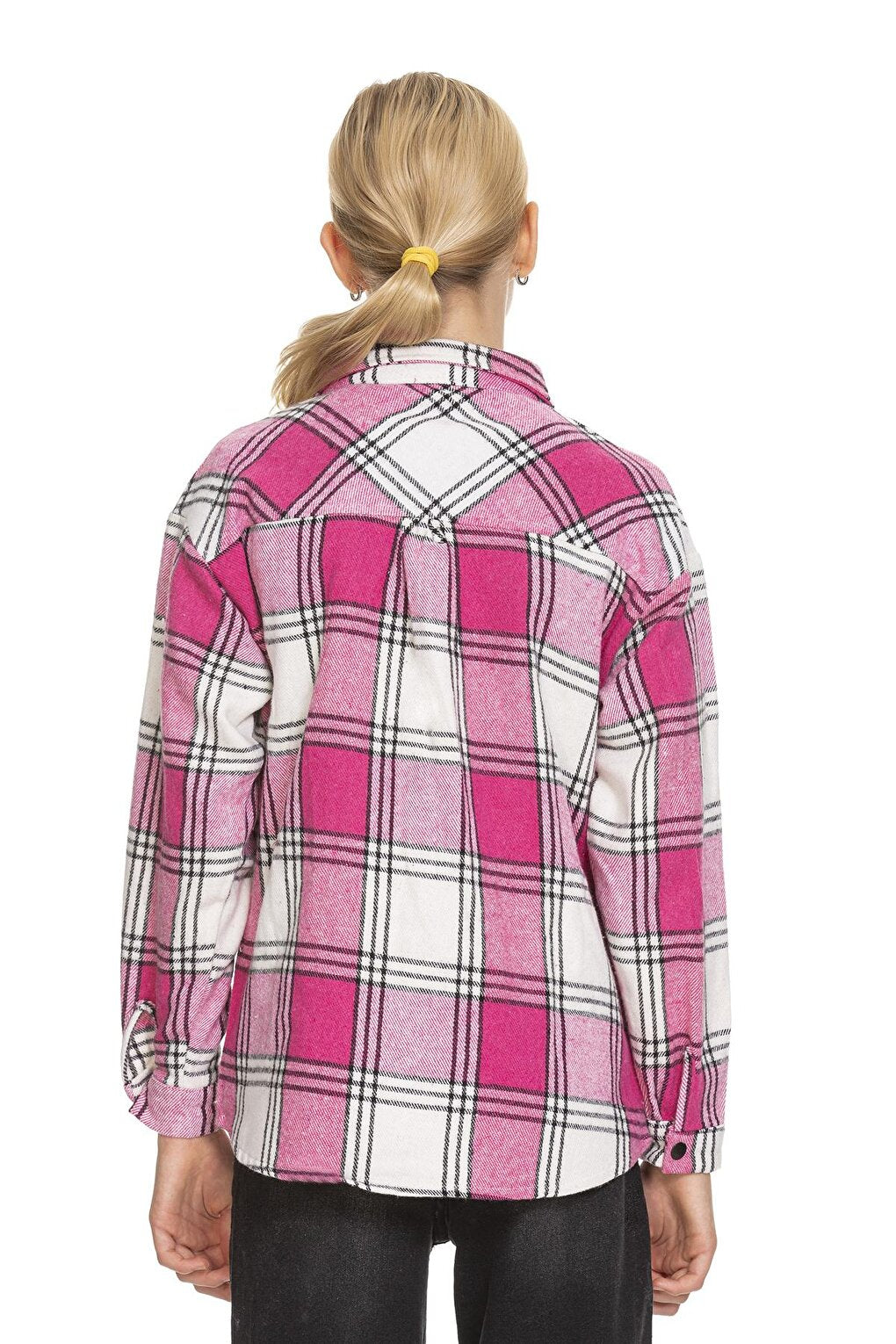 Girl's Pleated Back Plaid Shirt 9-14 Years Lx170