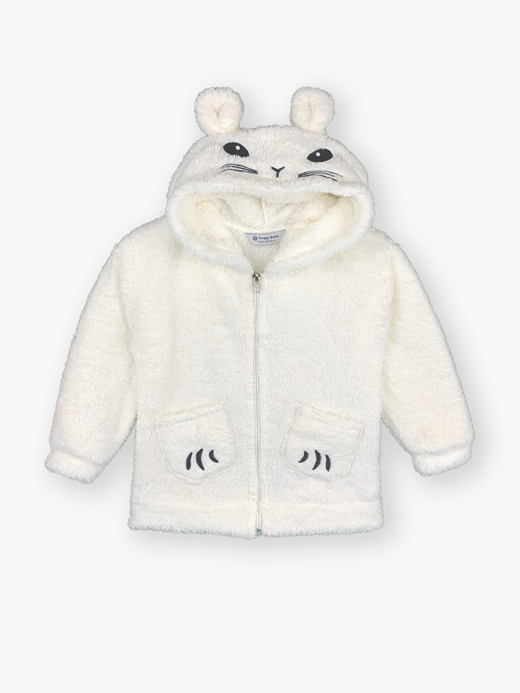 Hooded Long Sleeve Plush Girl's Zippered Sweatshirt