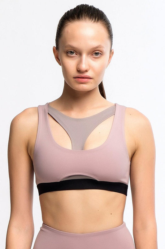 Gray Rose Women's Lightly Supported Back Detailed Partial Sports Bra Bra - Hena