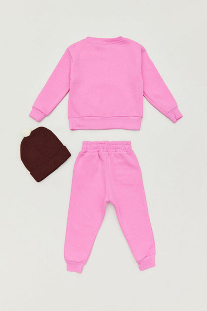 Unisex Kids Tracksuit Set with Printed Hat