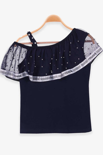 Girl's Blouse Tulle Navy Blue (Age 9-12)