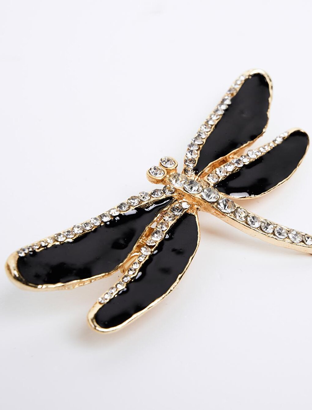 Gold Dragonfly Figured Stone Detailed Brooch