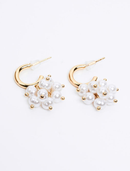 Gold Pearl Figured Dangle Earrings