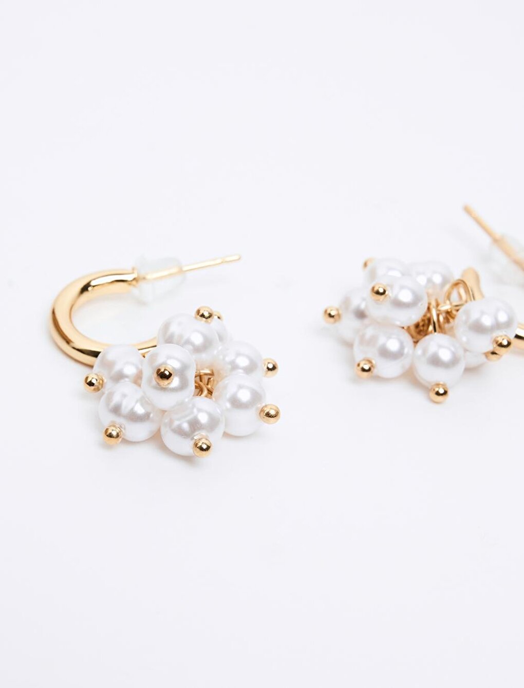 Gold Pearl Figured Dangle Earrings