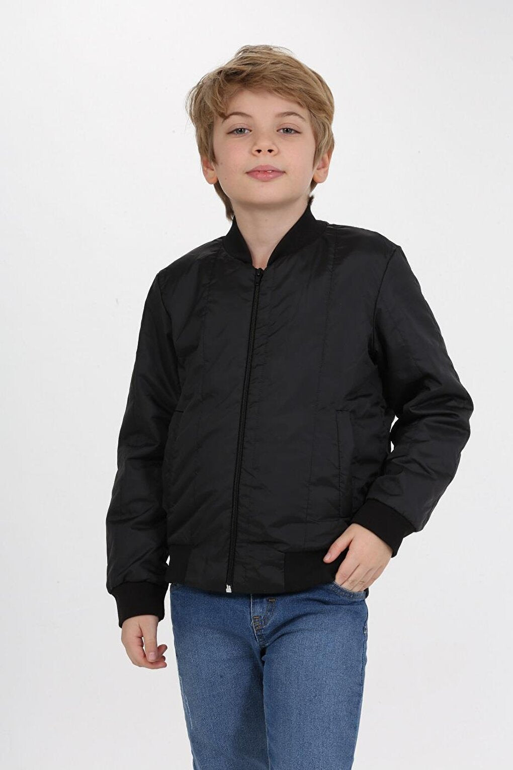 Basic Monotype Black Kids Coat LP-23WIN-054