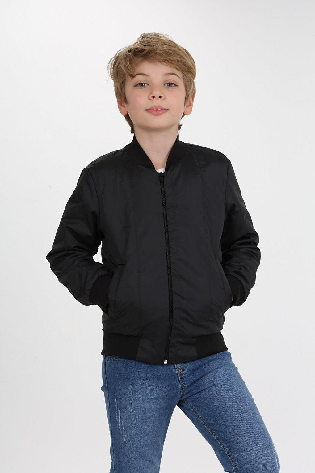 Basic Monotype Black Kids Coat LP-23WIN-054