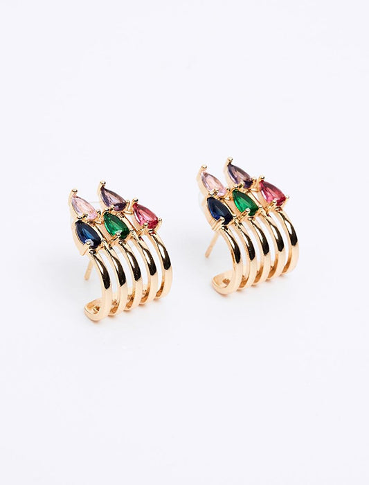 Modern Earrings with Mixed Shiny Stones