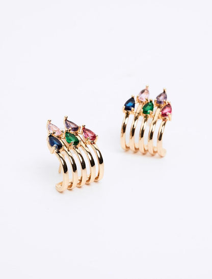 Modern Earrings with Mixed Shiny Stones