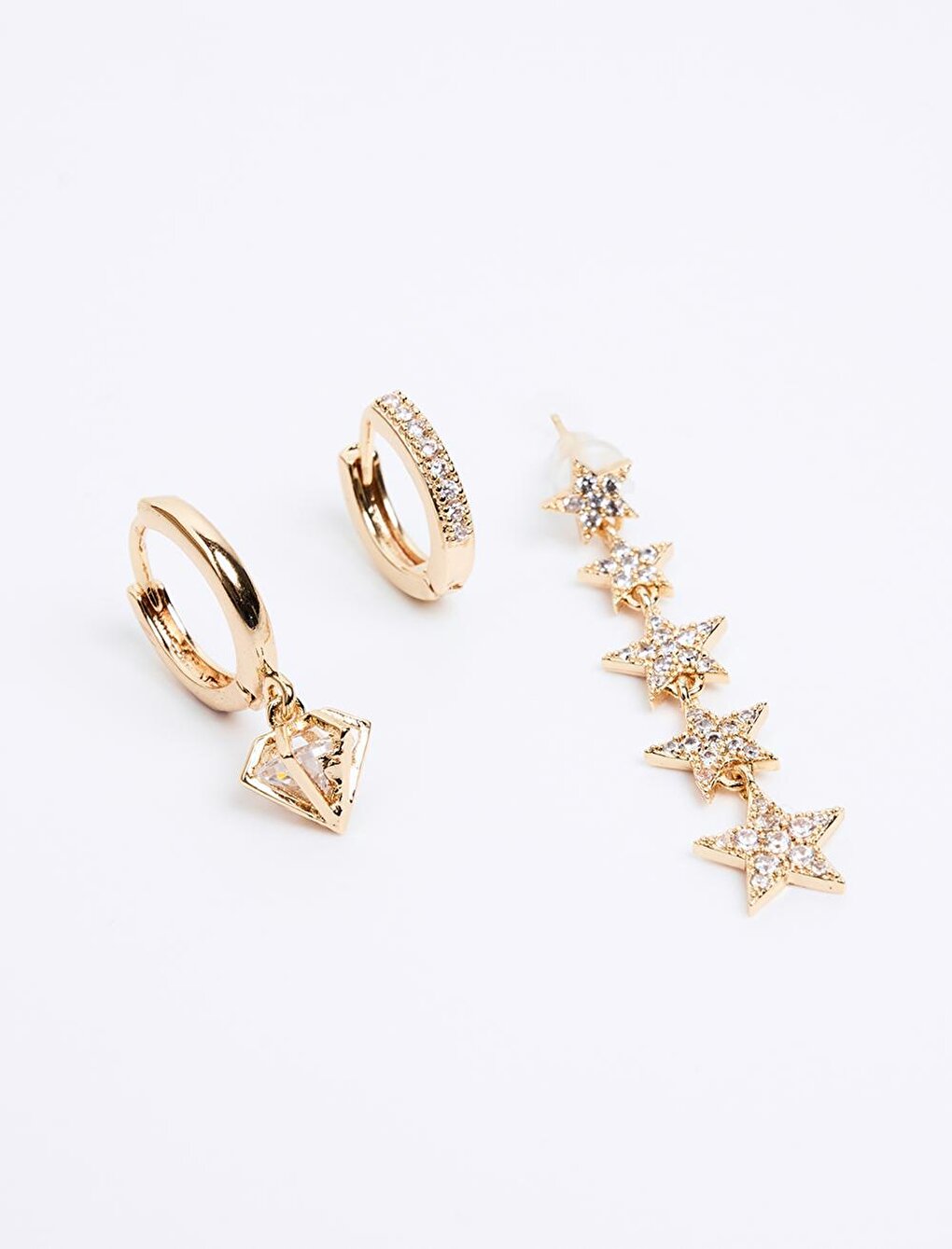 Gold Shiny Star Figured Earring Set