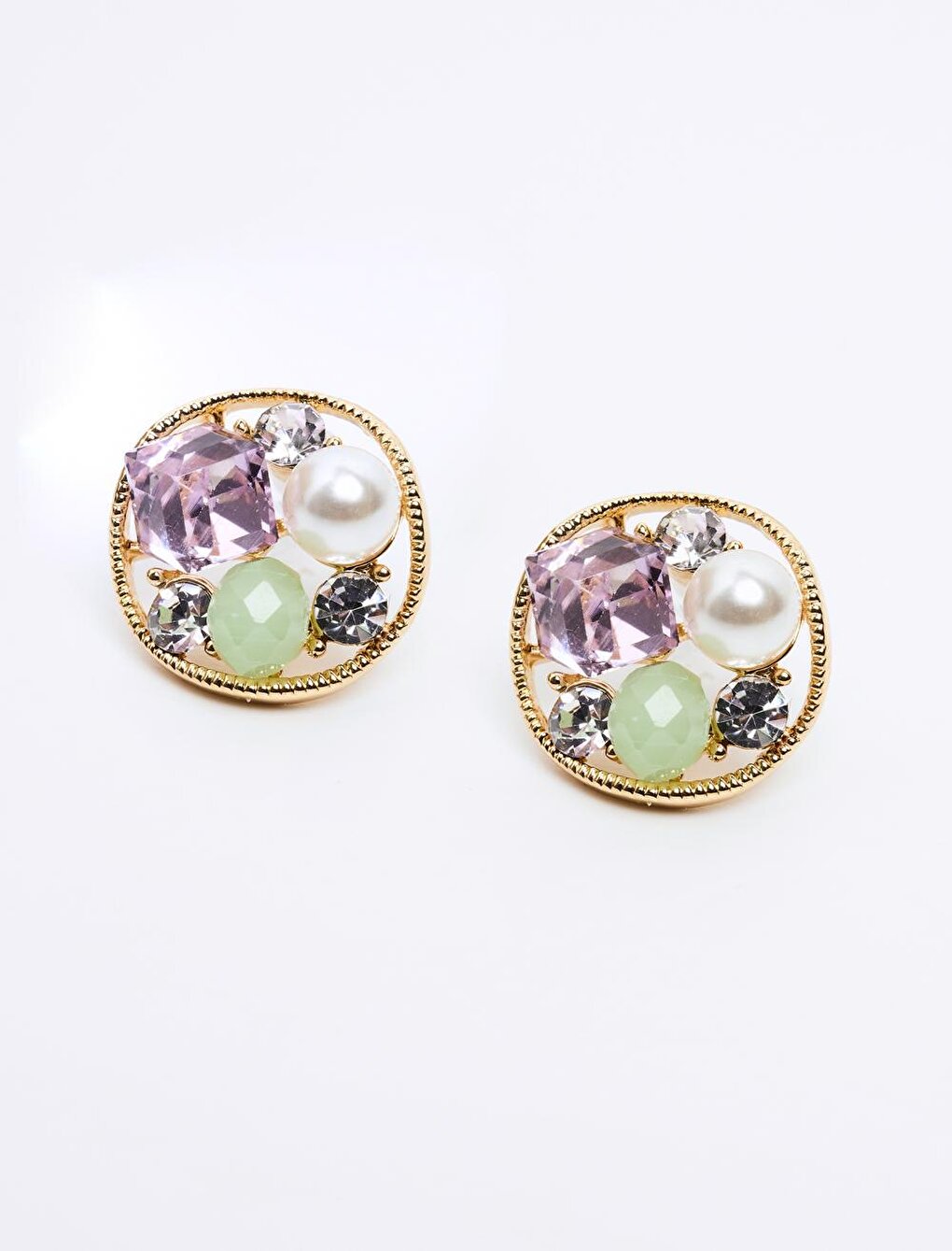 Lilac Pearl Figured Shiny Stone Earrings