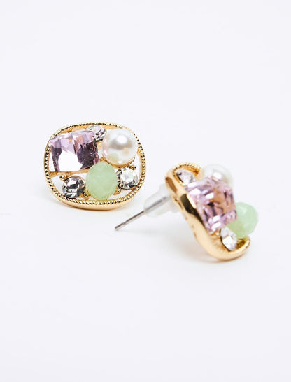 Lilac Pearl Figured Shiny Stone Earrings