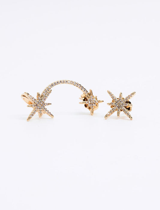 Shiny Earring Set with Gold Star Figure