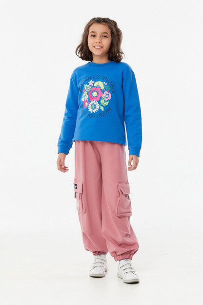 Printed Elastic Waist Jogger Girl's Sweatpants