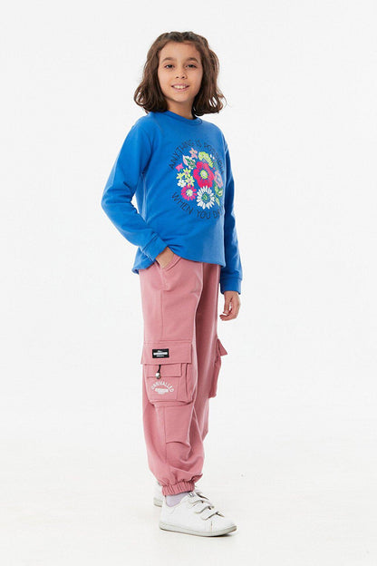 Printed Elastic Waist Jogger Girl's Sweatpants