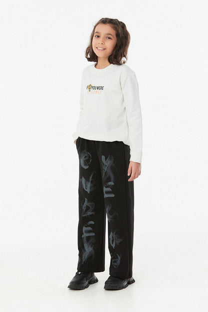 Printed Elastic Waist Girls' Sweatpants