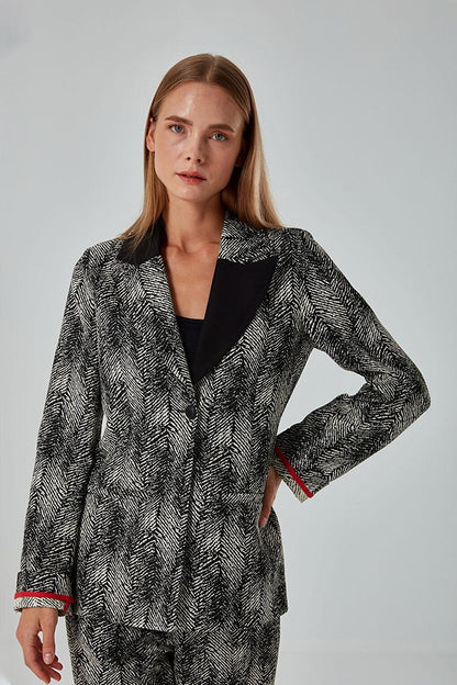 Special Patterned Jacquard Black Jacket