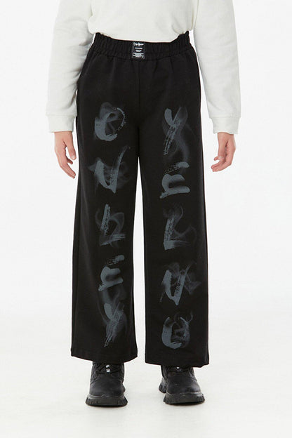 Printed Elastic Waist Girls' Sweatpants