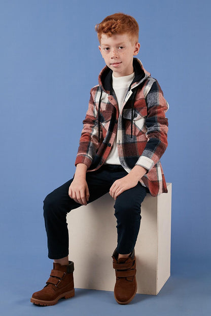 Hooded Double Pocket Plaid Winter Lumberjack Shirt CF24W81778