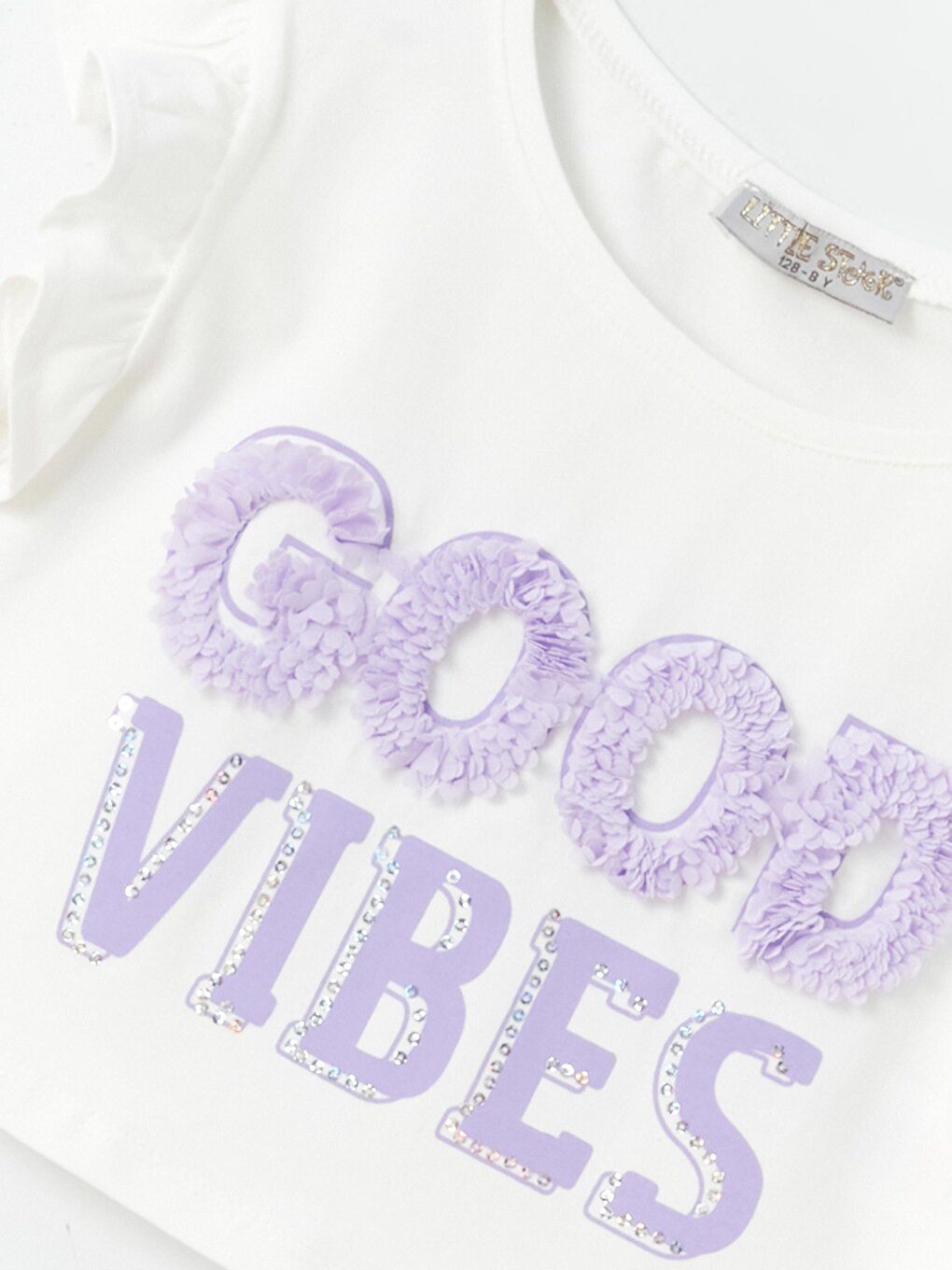 Girl's Ruffled Good Vibes T-Shirt