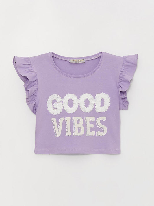 Girl's Ruffled Good Vibes T-Shirt