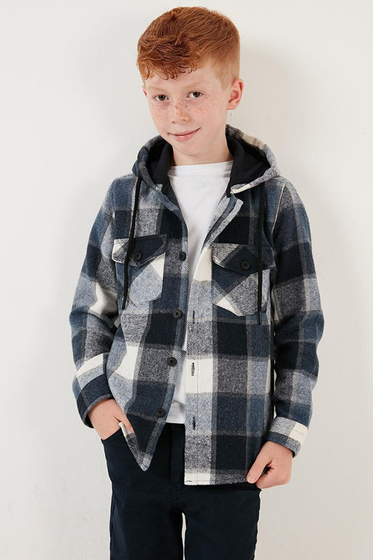 Hooded Double Pocket Plaid Winter Lumberjack Shirt CF24W81778